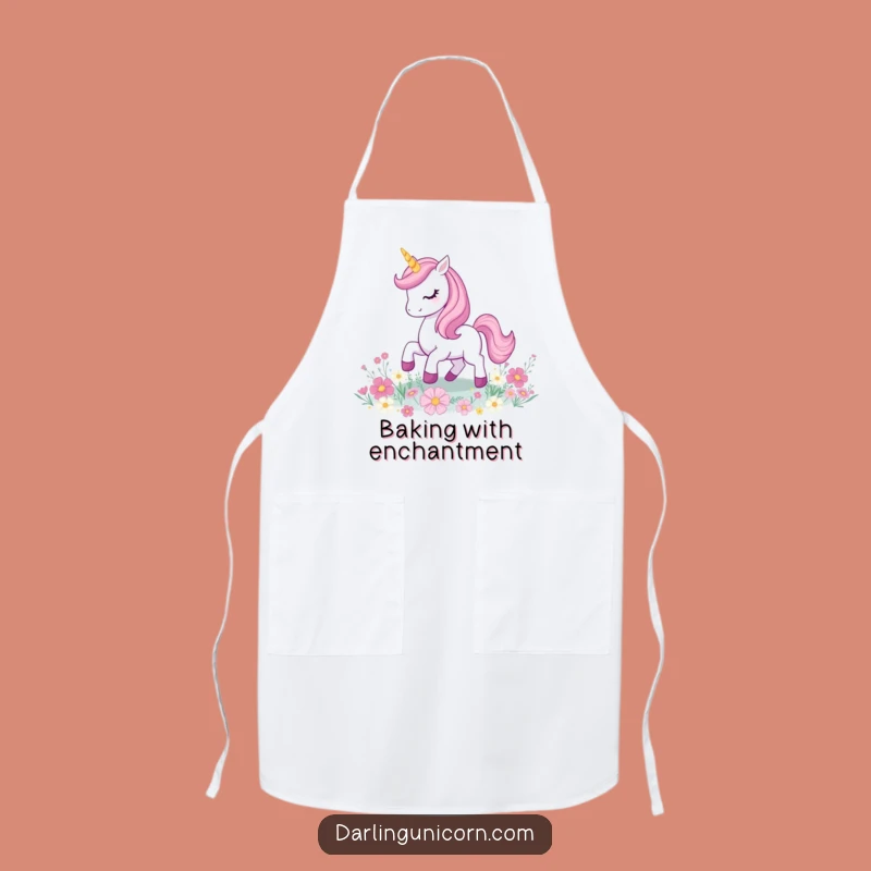 Funny Unicorn Apron: Glitter Flowers Prancing, Magical Kitchen Gift