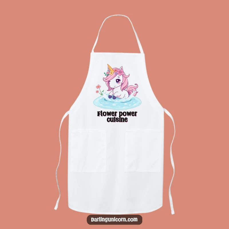 Funny Unicorn Flower Splash Apron: Cook with Floral Elegance & Fun!