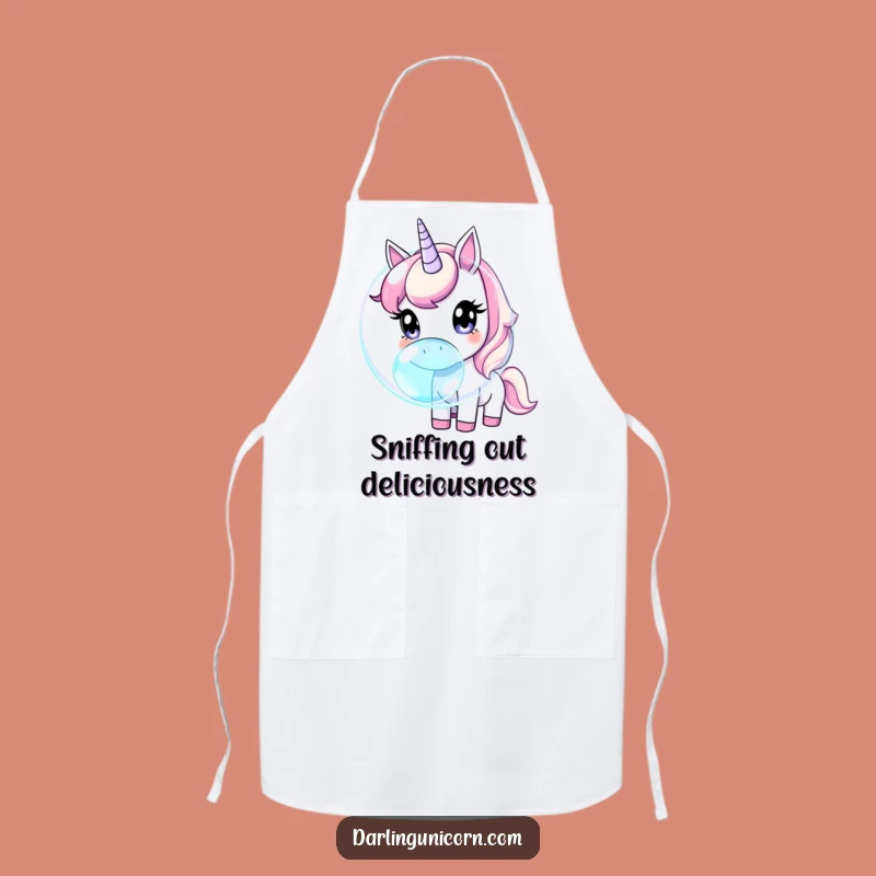 Funny Unicorn Apron: Curious Bubble Sniffing, Magical Kitchen Gift