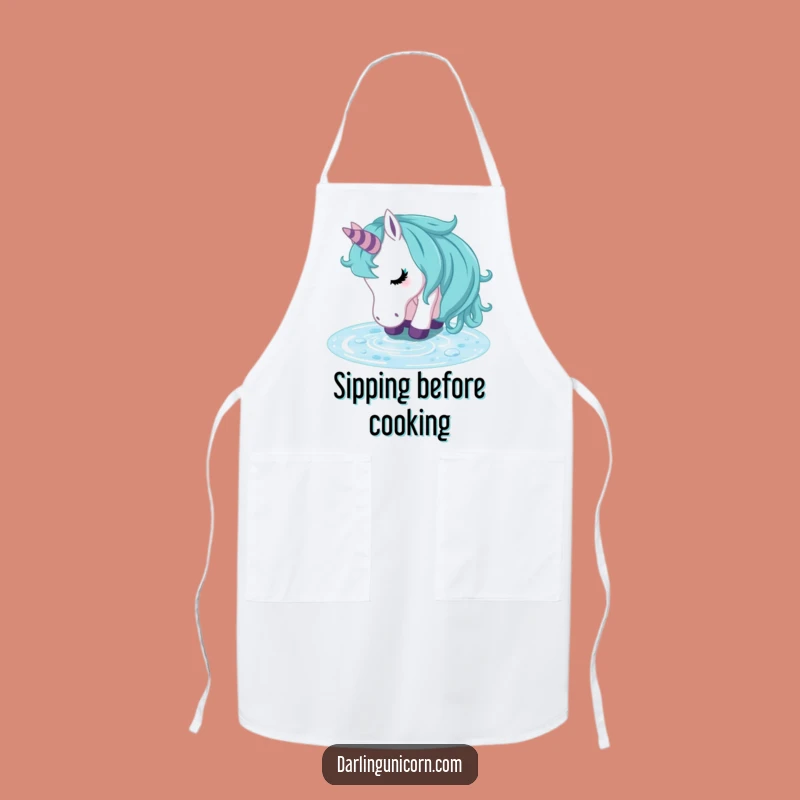 Funny Unicorn Refreshed Stream Apron: Peaceful Kitchen Hydration for Chefs