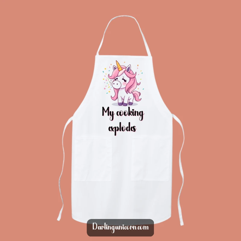 Funny Surprised Unicorn Apron: Sneezing Confetti, Festive Kitchen Gift