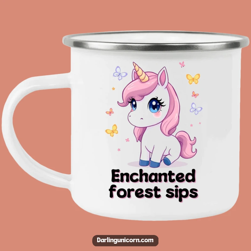 Cute Unicorn Camping Mug: Innocent Eyes Watcher, Durable Whimsical Gift