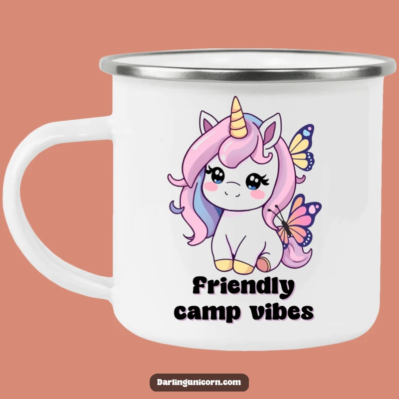 Funny Kind Unicorn Butterfly Camping Mug: Gentle Outdoors, Sweet Adventure Gift