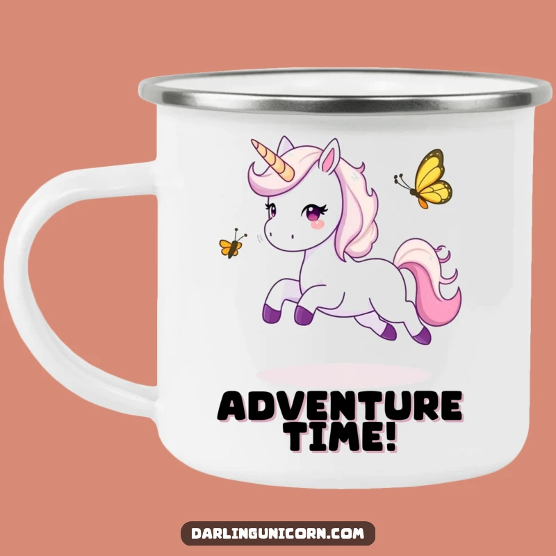 Funny Unicorn Butterfly Tag Camping Mug: Adventure Fuel with Playful Fun!