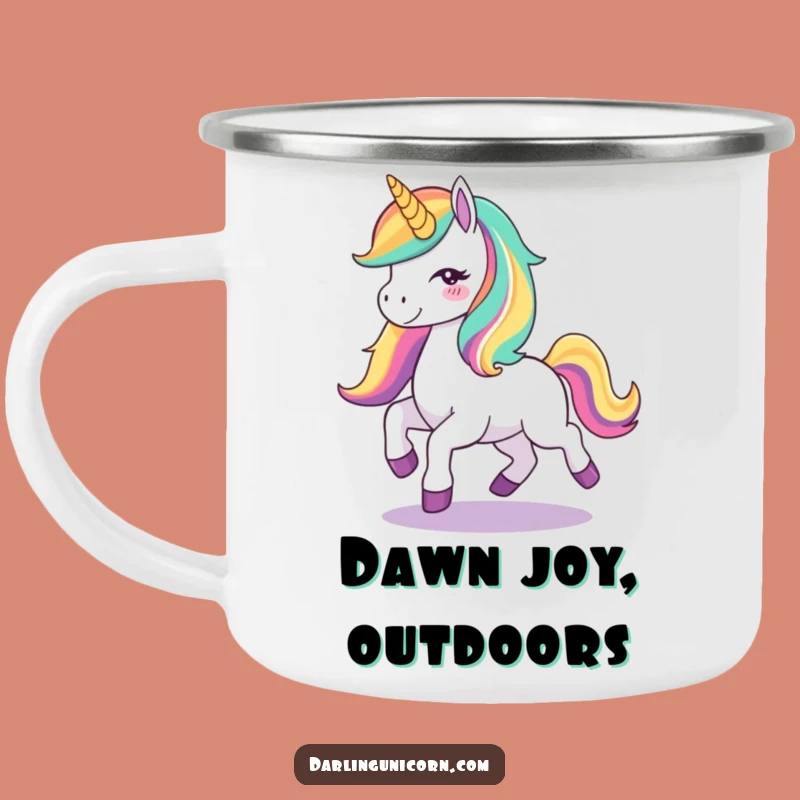 Funny Unicorn Joy Camping Mug: Adventure with Rainbow Magic