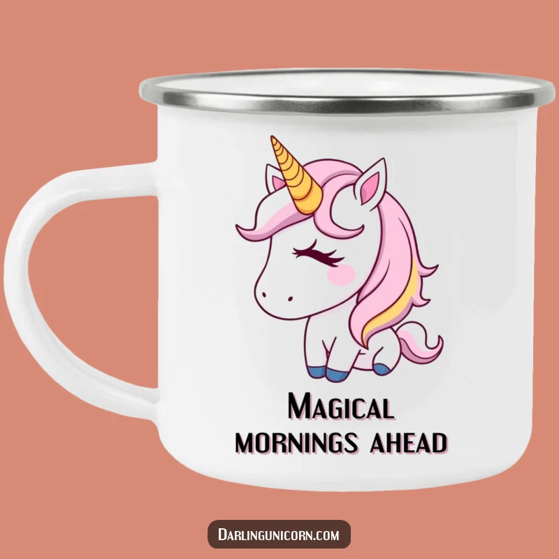 Funny Golden Horn Unicorn Camping Mug - Adorable Wink Adventure Gift!