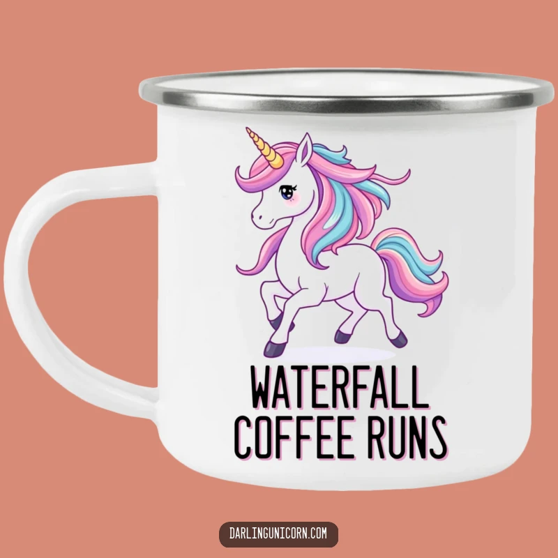 Graceful Funny Unicorn Waterfall Mane Camping Mug: Adventure in Style, Great Gift