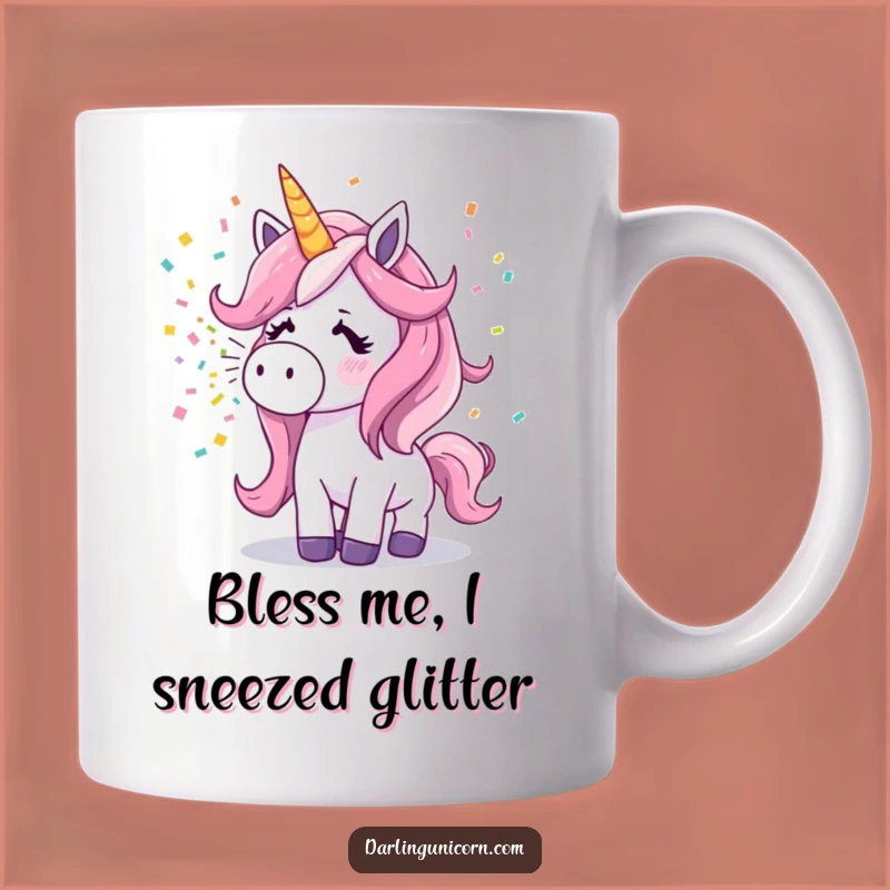 Funny Surprised Unicorn Mug: Sneezing Confetti, Hilarious Party Gift Idea