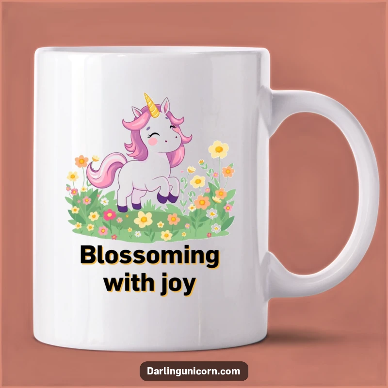 Funny Joyful Unicorn Flower Field Mug: Gallop into Happiness with Humor!