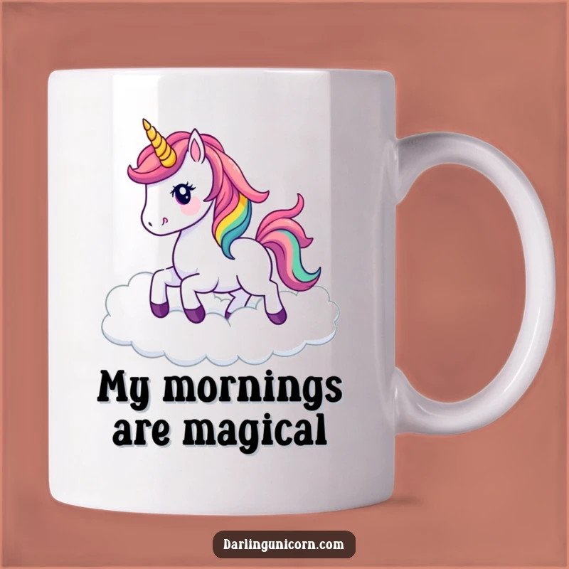 Funny Kawaii Unicorn Mug: Rainbow Mane Prancing Clouds, Perfect Whimsical Gift