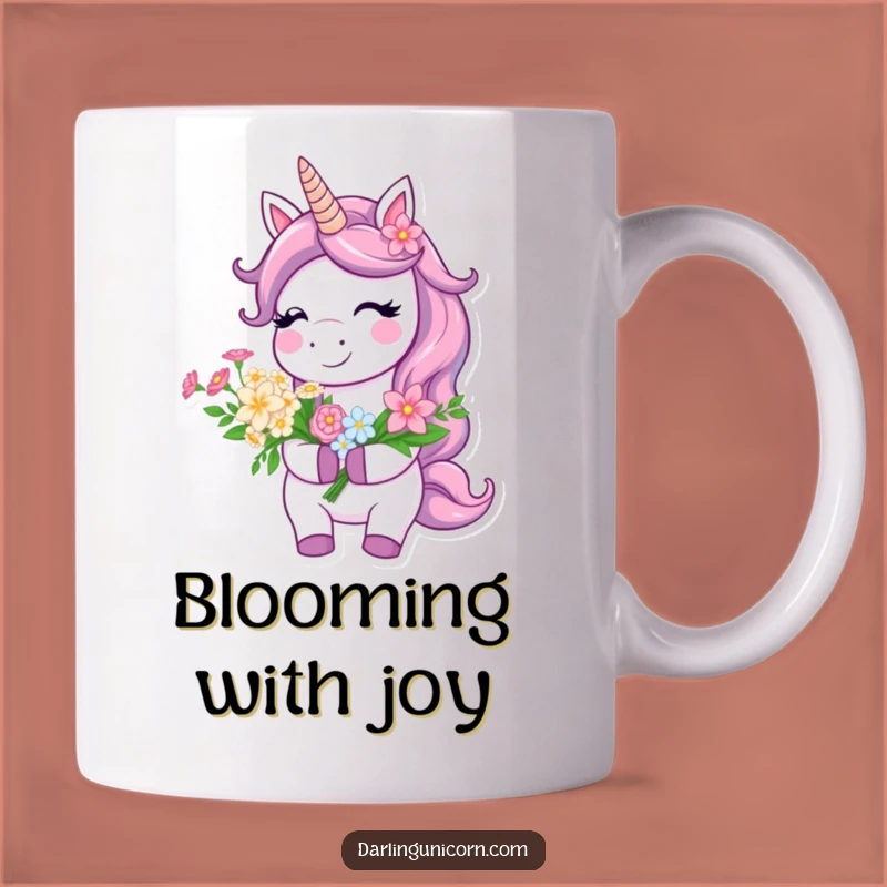 Funny Smiling Unicorn Mug - Flower Bouquet Joy, Perfect Cheerful Gift!