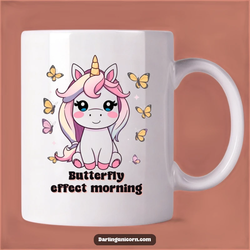 Funny Unicorn Butterfly Friend Mug: Contented Smile Gift for Happy Mornings