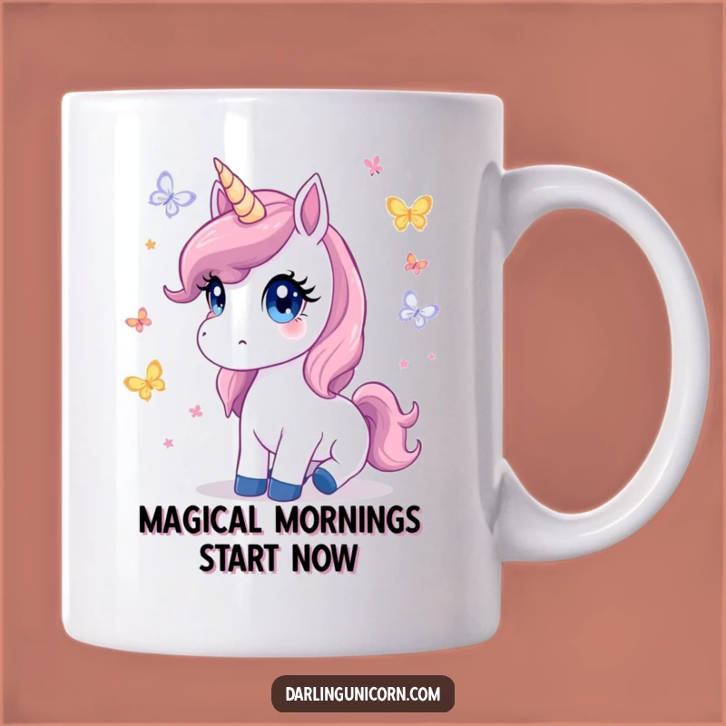 Cute Unicorn Butterfly Mug: Innocent Eyes Watching Flutter, Perfect Whimsical Gift