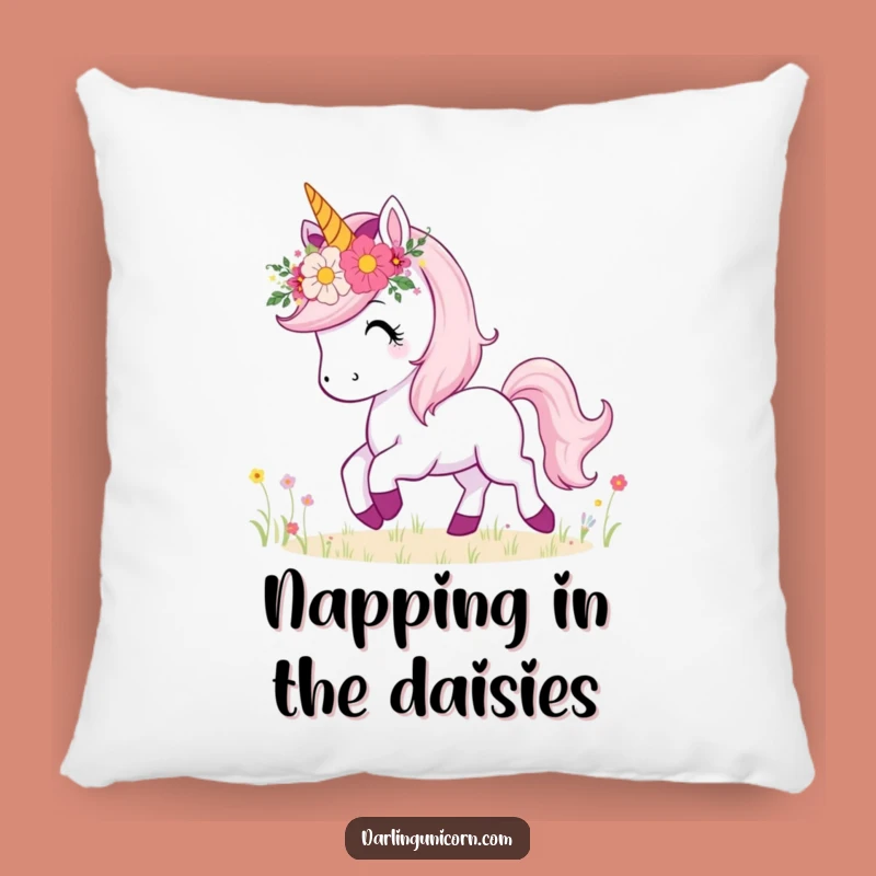 Cozy Funny Unicorn Flower Crown Pillow: Cuddle Up with Meadow Bliss