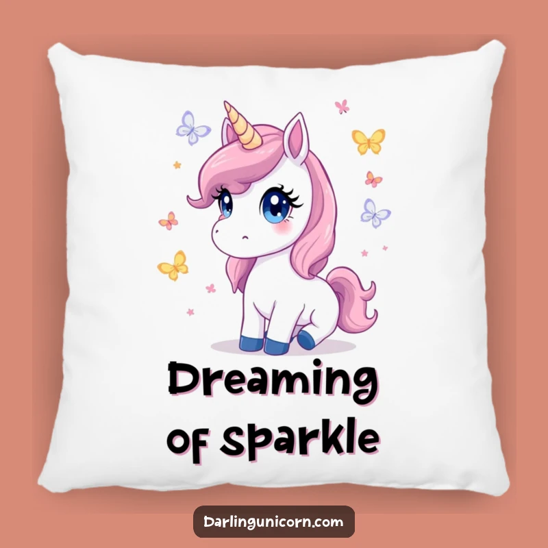 Cute Unicorn Butterfly Pillow: Cozy Innocence Accent, Soft Whimsical Gift Cushion