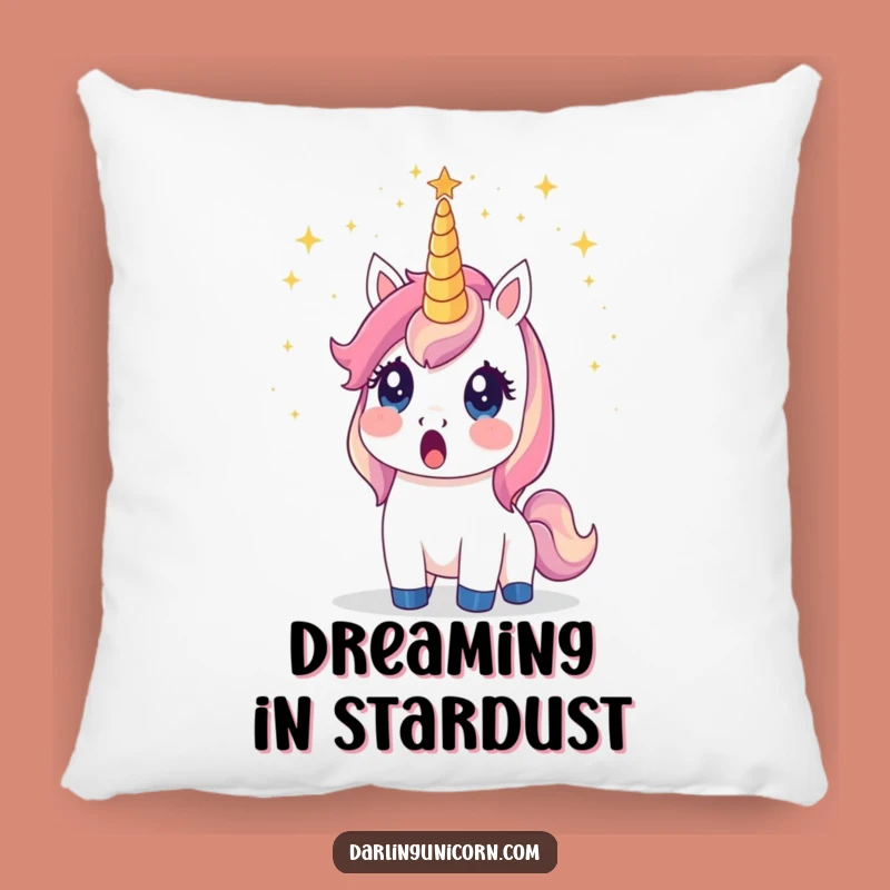 Funny Surprised Unicorn Stardust Pillow: Cozy Magic for Your Space