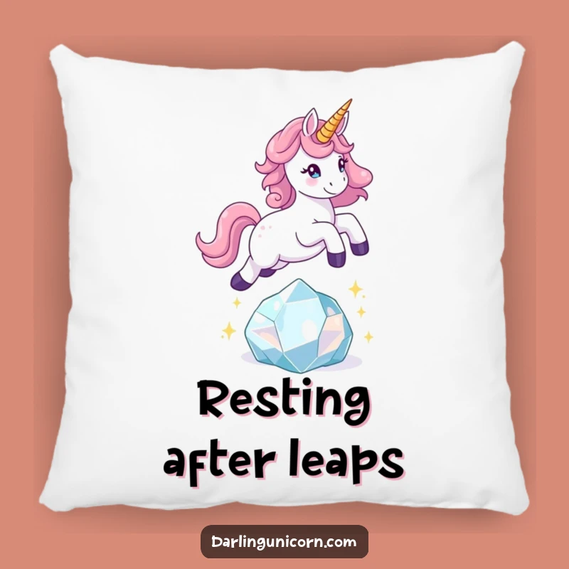 Funny Playful Unicorn Crystal Leap Pillow: Cozy Fun for Your Space