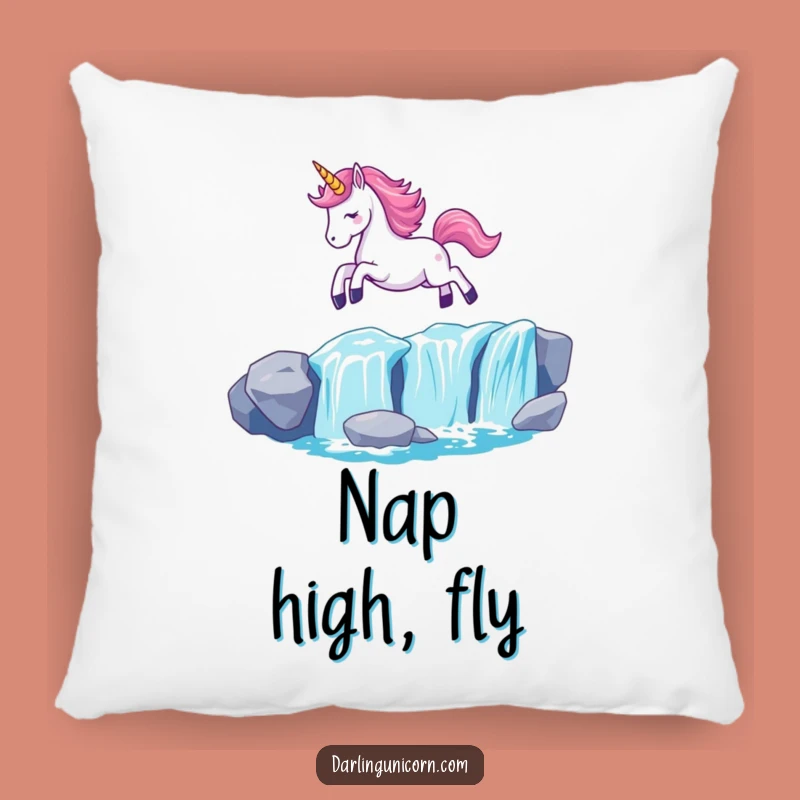 Cozy Funny Kawaii Unicorn Waterfall Leap Pillow: Snuggle with Magic and Enchantment - Ideal Funny Gift