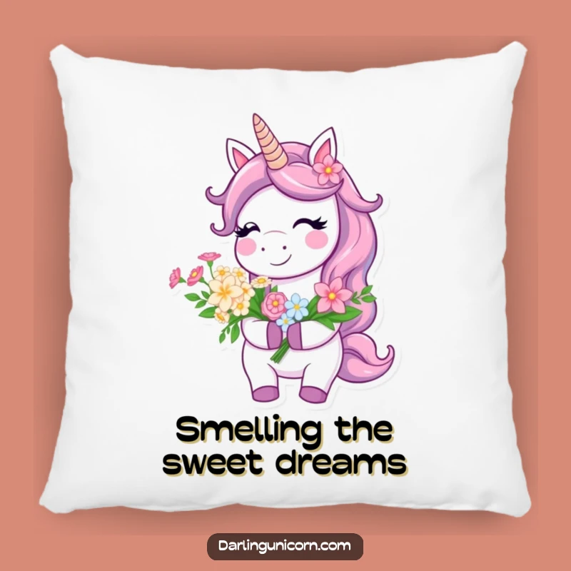 Funny Unicorn Pillow - Flower Bouquet Smile, Perfect Cozy Gift!
