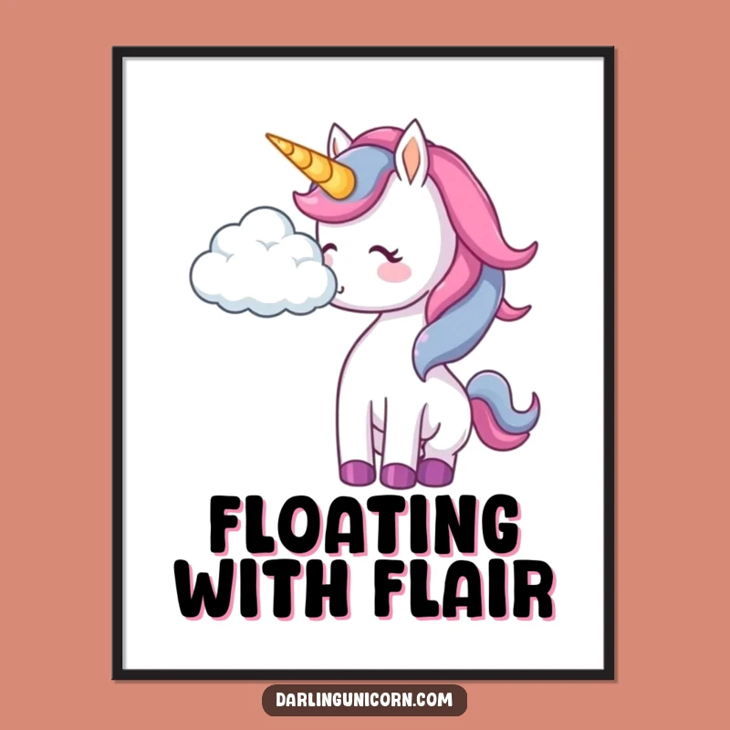 Funny Unicorn Cloud Nudge Digital Art: Whimsical Dream, Instant Download Gift