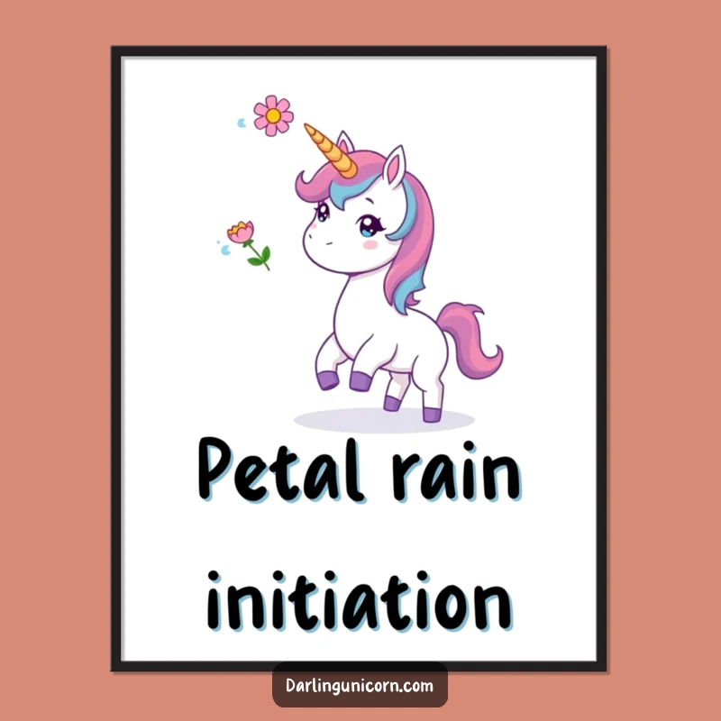 Funny Flower Toss Unicorn Digital Print: Instant Whimsy, Joyful Decor Gift