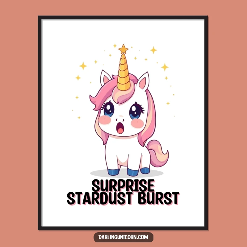 Funny Surprised Unicorn Stardust Digital Art: Instant Cosmic Decor