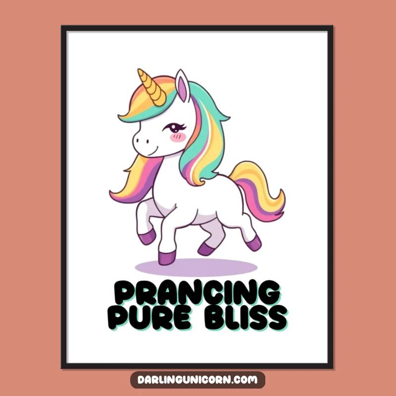 Funny Unicorn Joy Digital Art: Magical Rainbow Print for Enchanted Walls