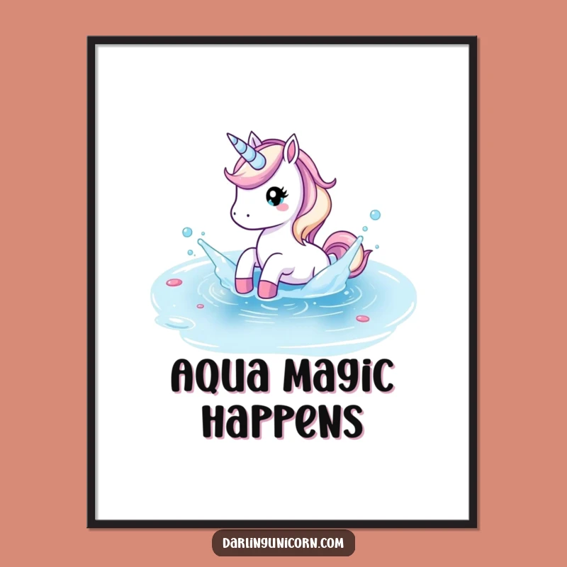 Funny Unicorn Pond Splash Digital Art: Instant Refreshment for Your Walls