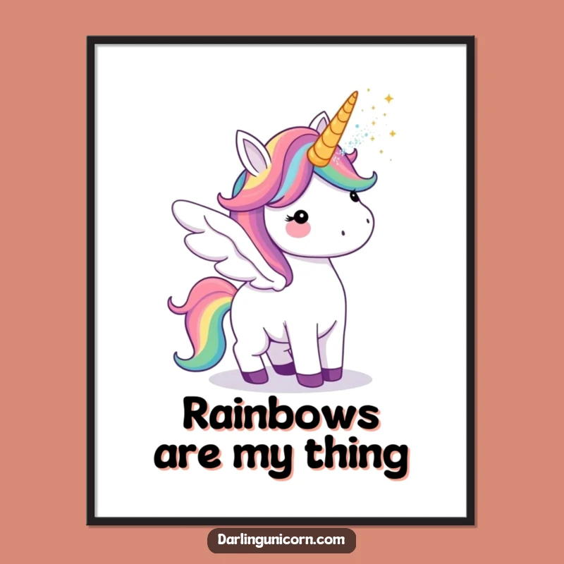 Funny Unicorn Rainbow Wings Digital Art: Instantly Download Magical, Hilarious Decor