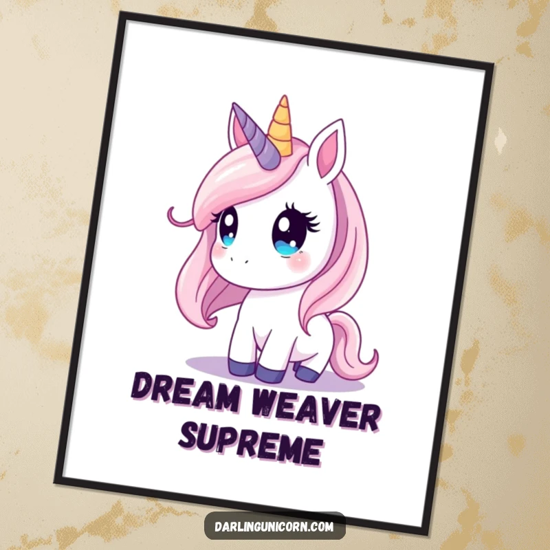 Funny unicorn digital art print of a unicorn with dreamy eyes gazing at a beautiful, star-filled night sky.