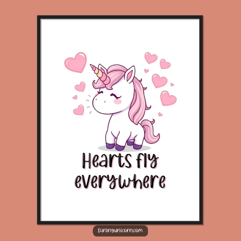 Funny Kissing Unicorn Digital Print: Instant Romance, Sparkle Hearts, Perfect Downloadable Gift