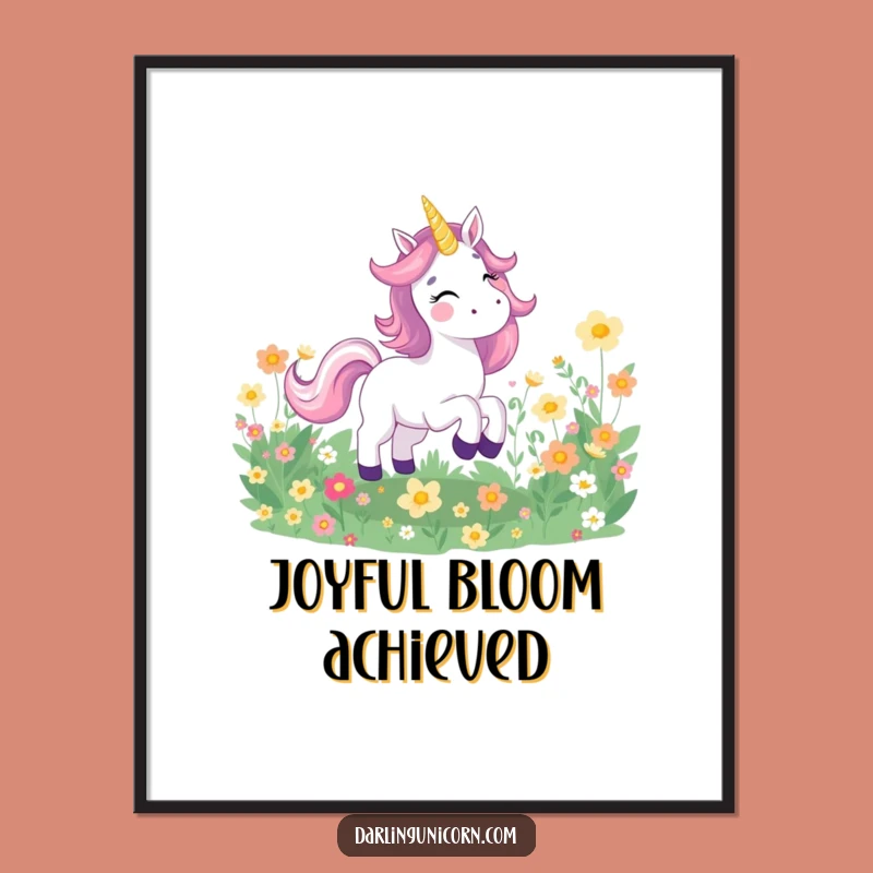 Printable Funny Joyful Unicorn Flower Field Art: Instant Bloom and Happiness!