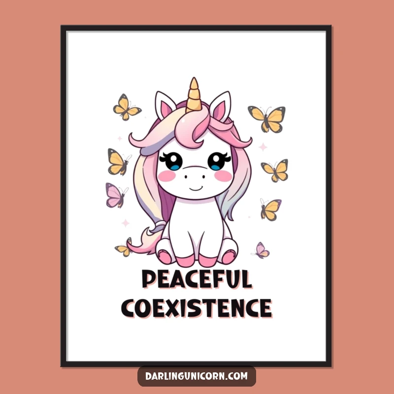 Funny Unicorn Butterfly Friend Digital Print: Contented Art for Instant Joy