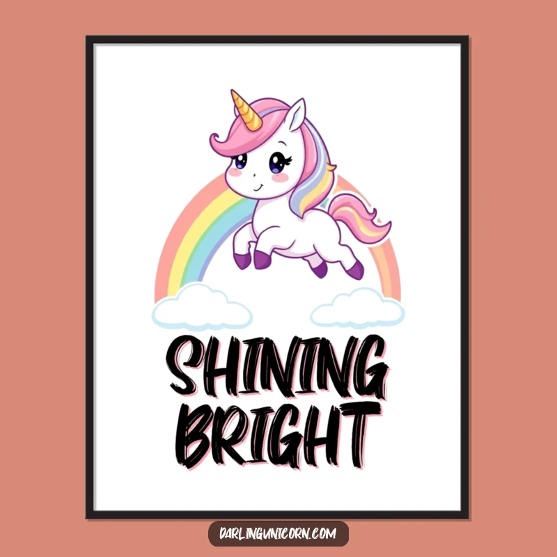 Funny Unicorn Rainbow Leap Digital Print: Cheerful Art for Instant Magical Decor