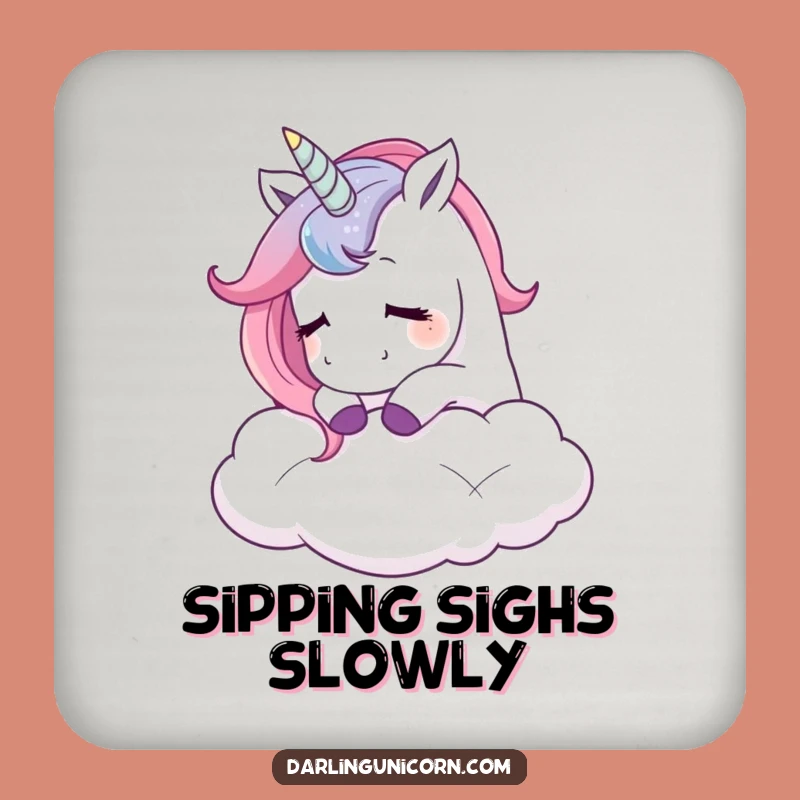 Charming Funny Unicorn Cloud Sigh Coaster Set: Protect Surfaces with Magic, Fun Gift