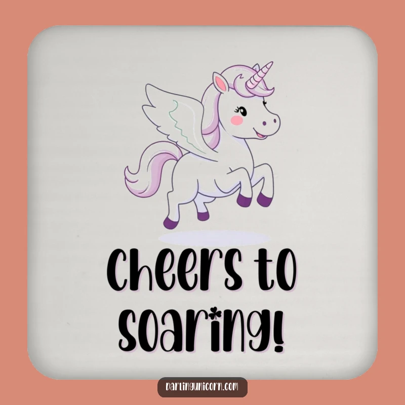 Funny Happy Unicorn Coaster: Galloping Wings, Magical Surface Protection