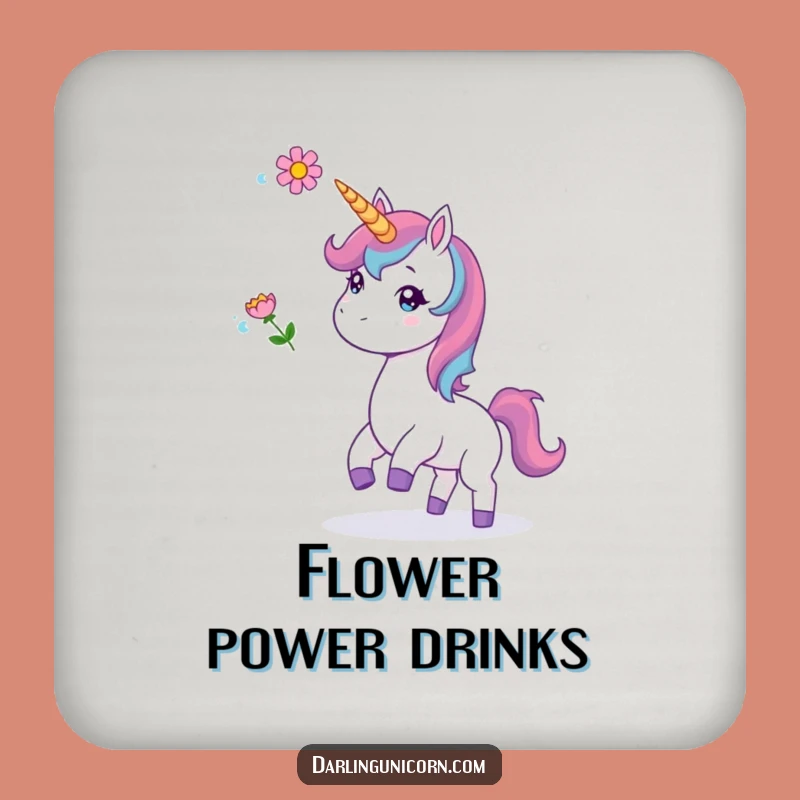 Funny Flower Toss Unicorn Coaster: Protect Surface with Playful Magic Gift