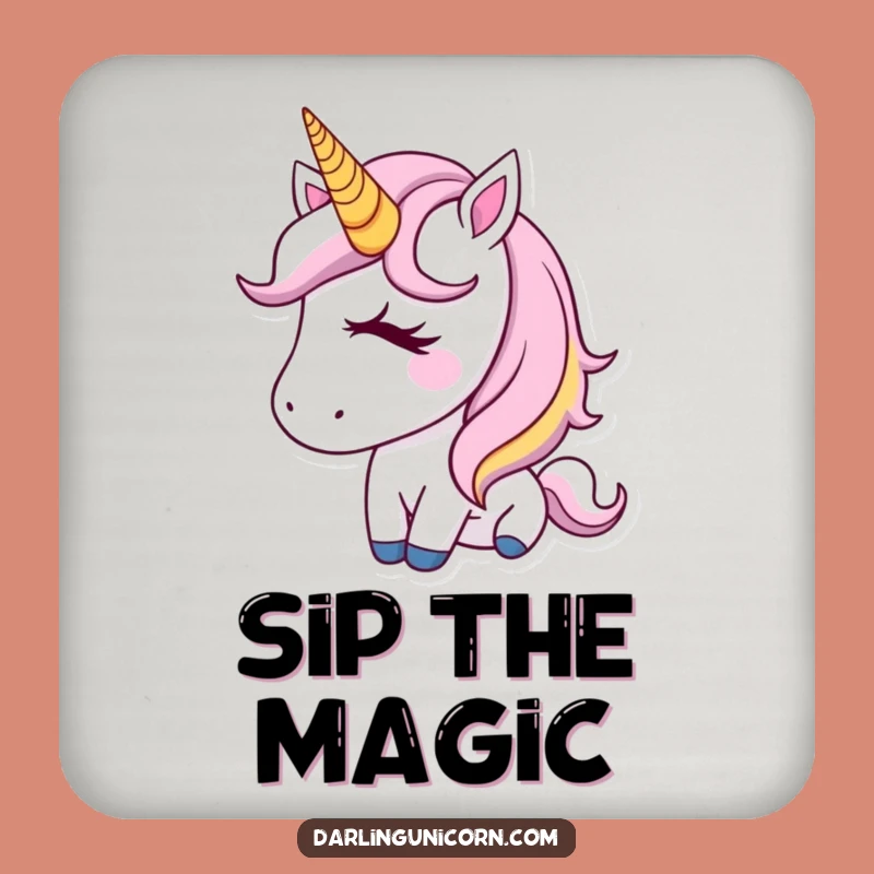 Funny Golden Horn Unicorn Coaster - Adorable Wink Protection, Perfect Gift!