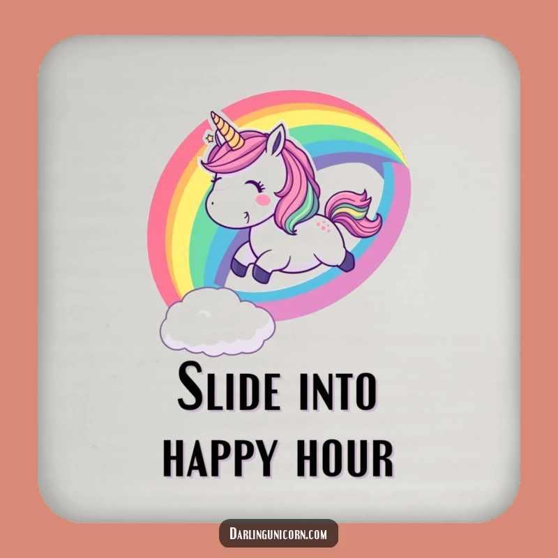Funny Playful Unicorn Rainbow Slide Coaster - Cheerful Table Protection Gift