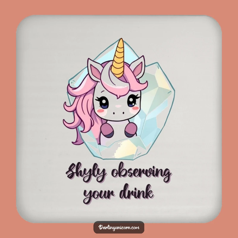 Funny Shy Unicorn Crystal Peek Coaster - Mysterious Table Decor Gift