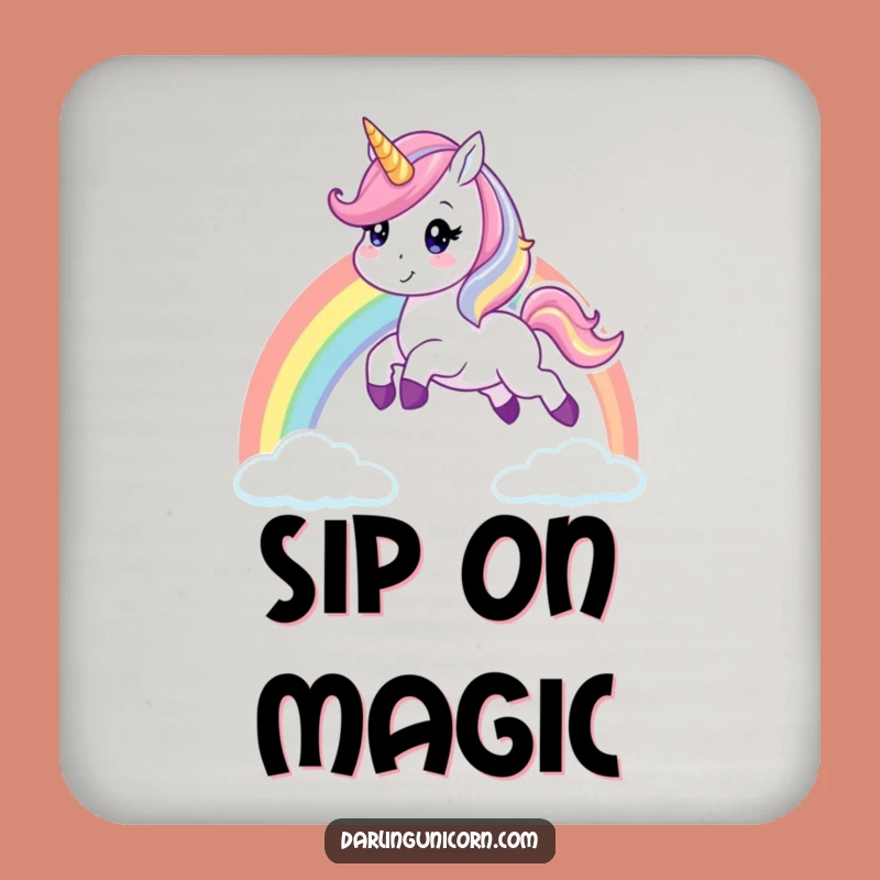 Funny Unicorn Rainbow Leap Coaster: Cheerful Protection for Your Surfaces