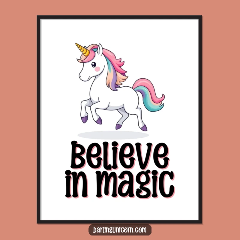 Funny Unicorn Rainbow Poster: Majestic Magic Art, Playful Decor