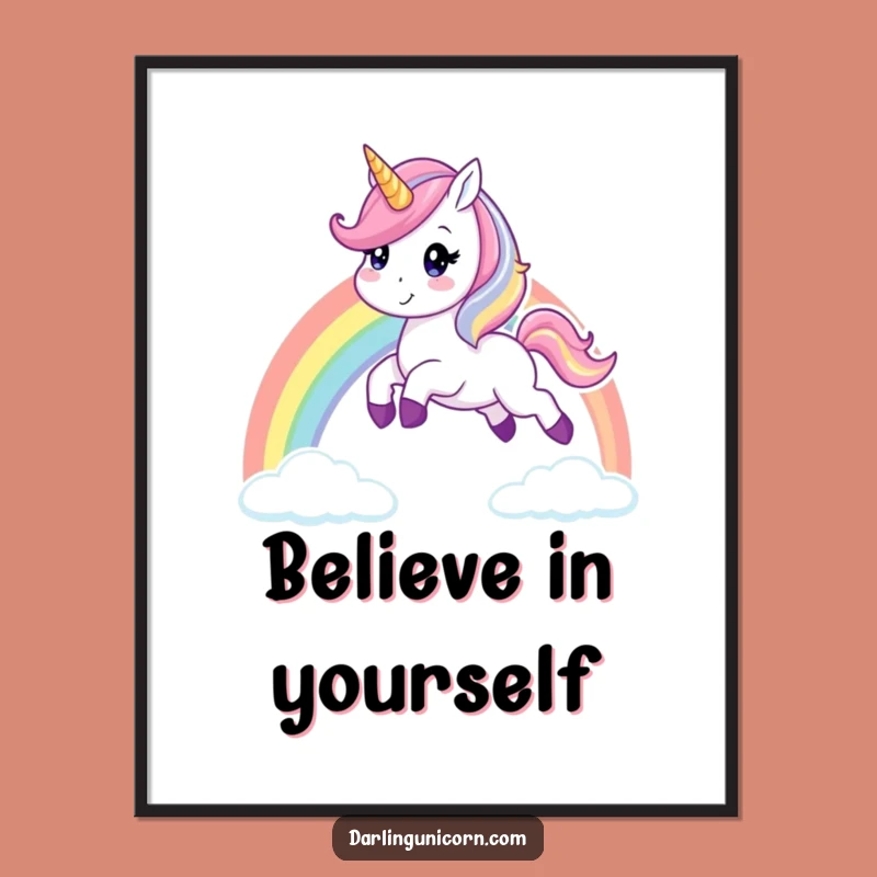 Funny Unicorn Rainbow Leap Poster: Cheerful Wall Art for Magical Spaces