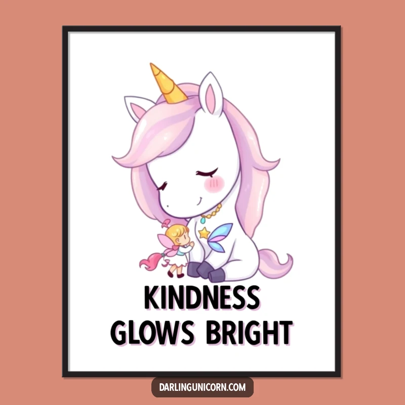 Funny Unicorn Fairy Nuzzle Poster - Enchanting Art for Gentle Spaces