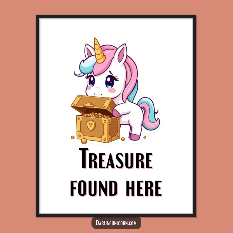 Funny Unicorn Treasure Poster - Enchanting Wall Art for Dreamers & Collectors