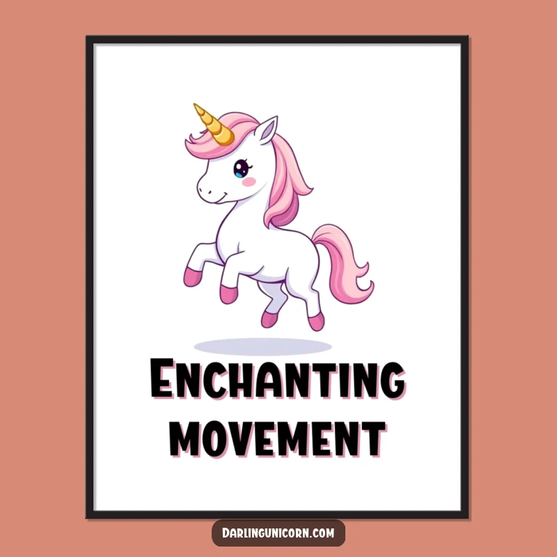 Graceful Unicorn Twirl Poster: Magic Trail Art, Dreamy Whimsical Gift Decor
