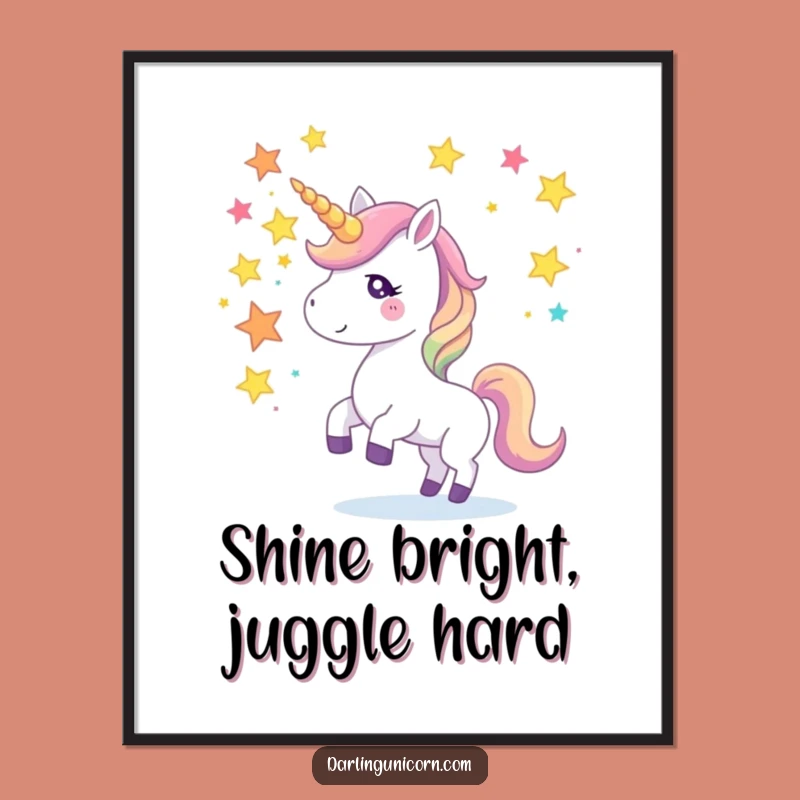 Enchanting Funny Unicorn Star Juggler Poster: Decorate with Cosmic Flair, Ideal Gift