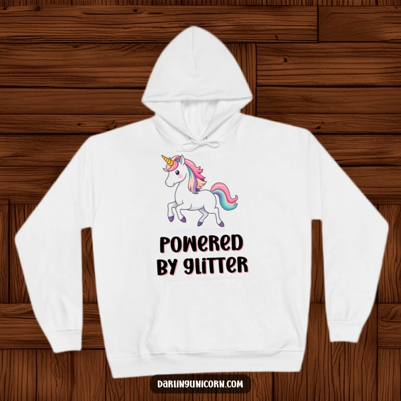 Funny Unicorn Rainbow Hoodie: A majestic unicorn prances with a vibrant rainbow, offering cozy magic and humorous charm.