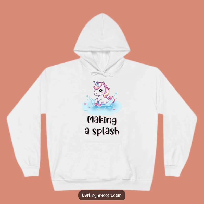 Cozy Funny Unicorn Pond Splash Hoodie: Stay Warm with Refreshing Fun