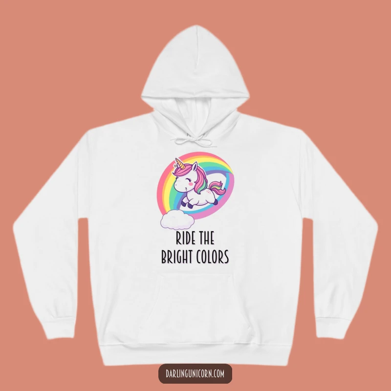 Funny Playful Unicorn Rainbow Slide Hoodie - Cozy Joyful Creature Gift